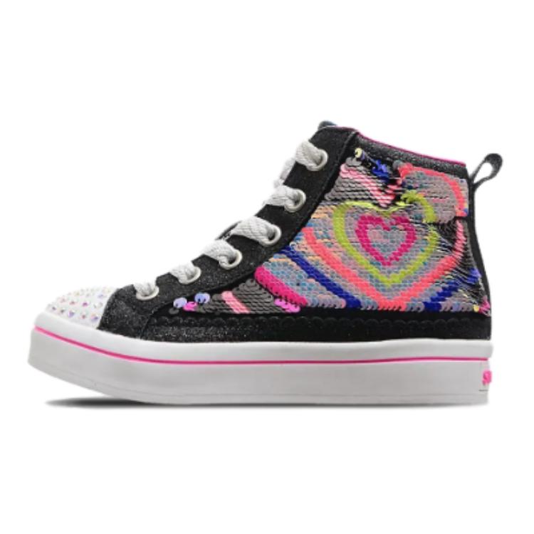 

Skechers Heartbeatz Anti Kick легкие высокие детские кроссовки из канваса Black Pink Kids