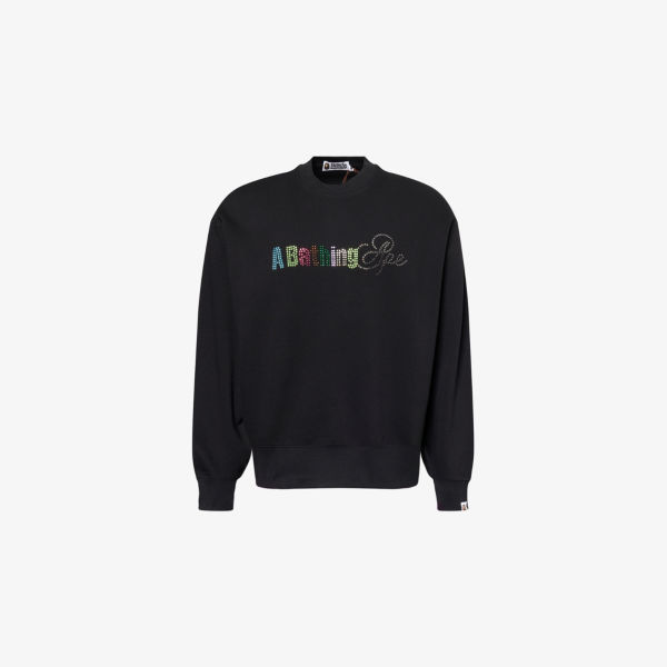 

Свитшот A Bathing Ape из хлопкового джерси с логотипом из стразов, черный