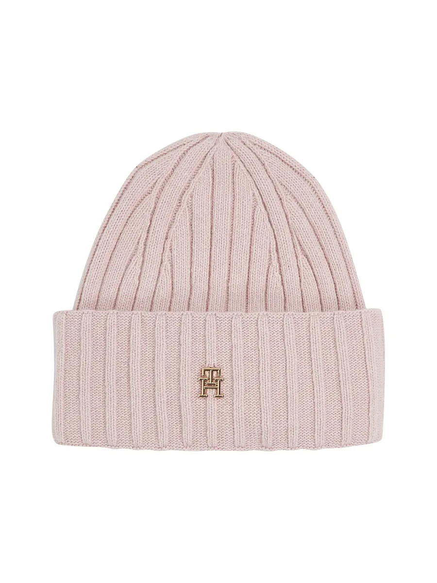 

Вязаная шапка Tommy Hilfiger "ESSENTIAL CHIC BEANIE", с металлической фирменной этикеткой, розовый