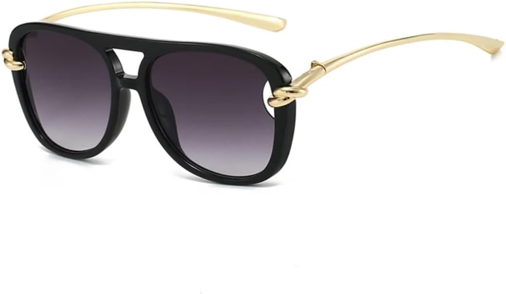 

Женские солнцезащитные очки с двойной перемычкой, градиентные солнцезащитные очки UV400, модные желто-синие мужские очки, трендовые очки с полой оправой VRTRFFTR, Black Gray Gradient