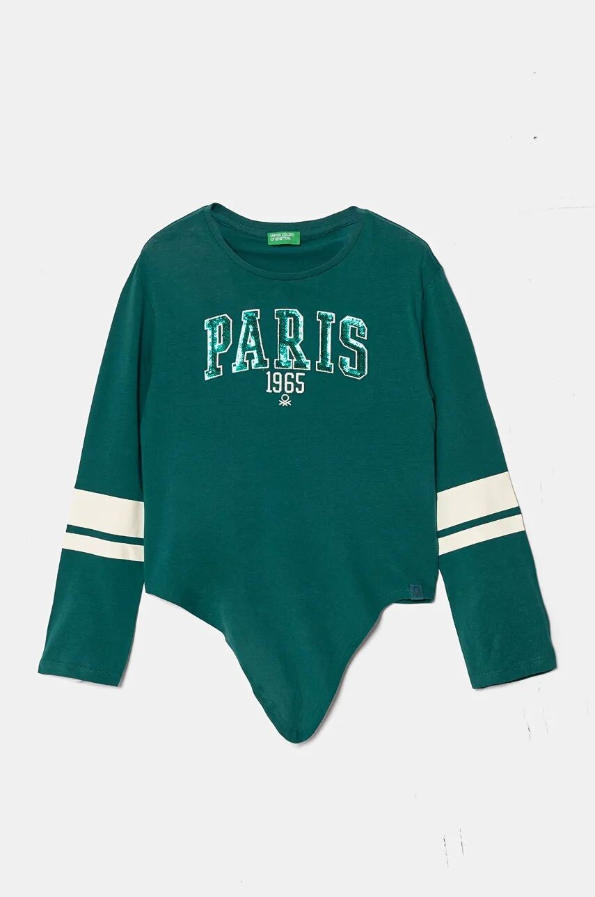 

Хлопковая рубашка с длинными рукавами United Colors of Benetton для мальчиков, зеленый