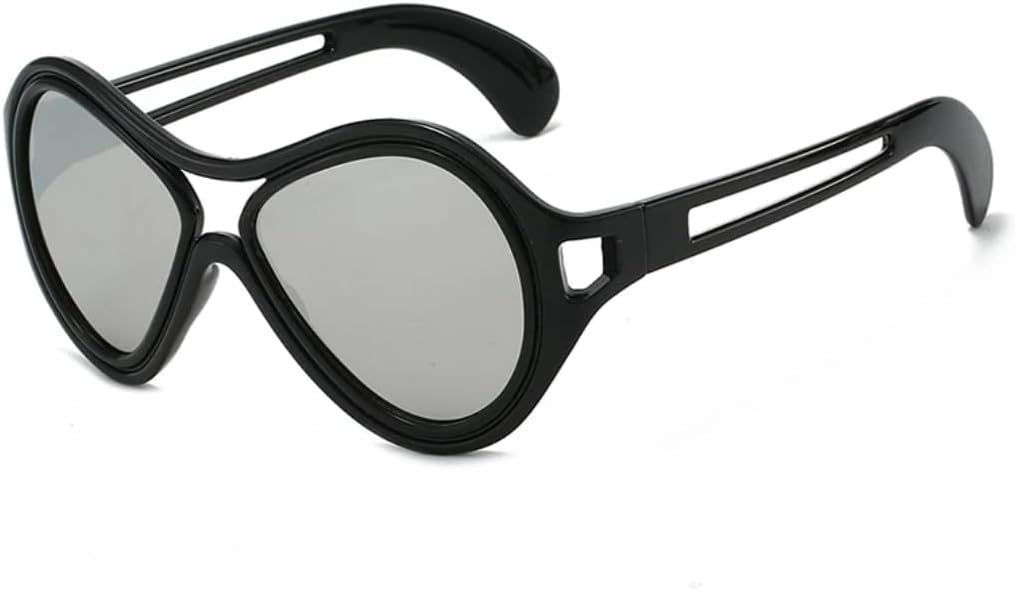 

Модные мужские солнцезащитные очки с двойной перемычкой, ретро-эффект, градиентные зеркальные линзы, защита от УФ-излучения UV400, женские трендовые уникальные очки с полой конструкцией VRTRFFTR, Black Silver Mirror