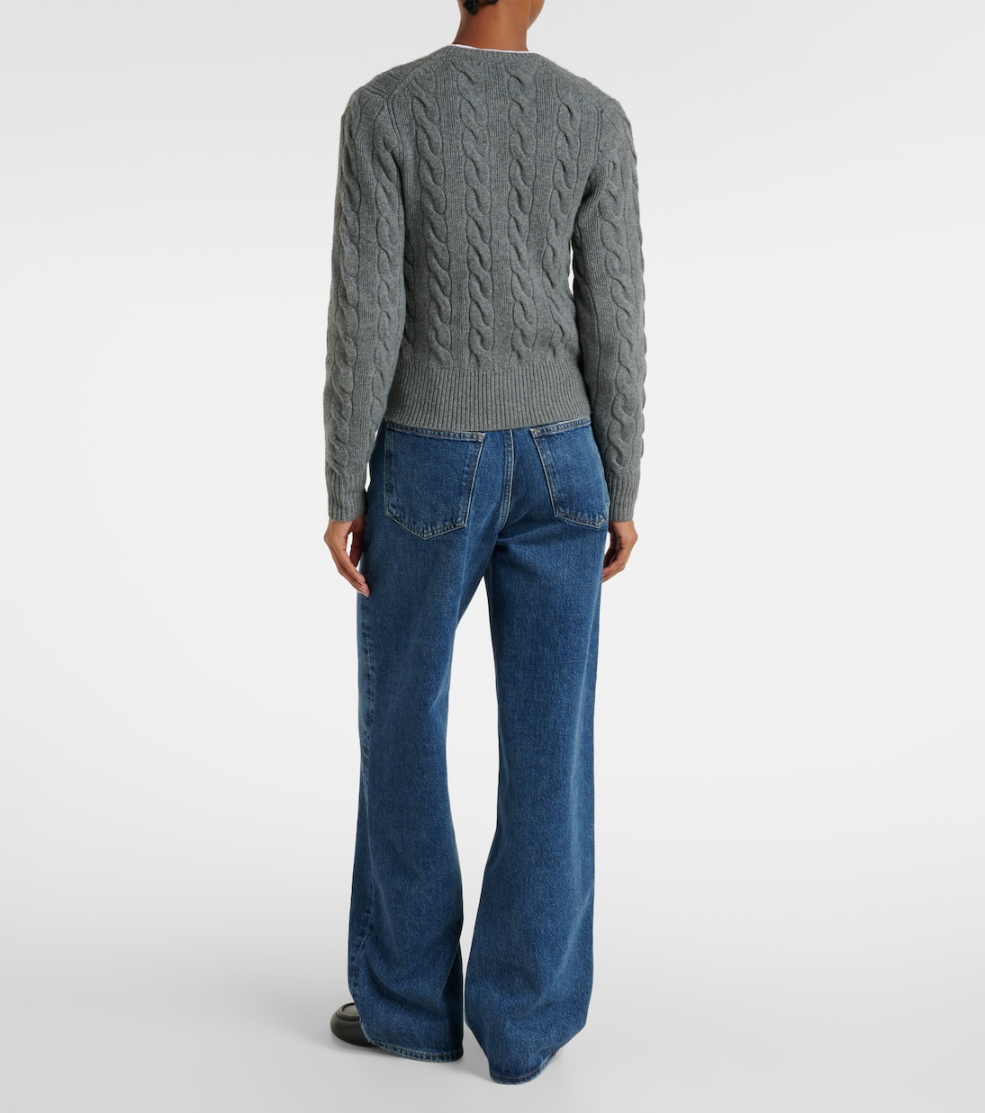 Кардиган из шерсти и кашемира с узором «косичка» Polo Ralph Lauren, Battalion Grey Heather — фото 3