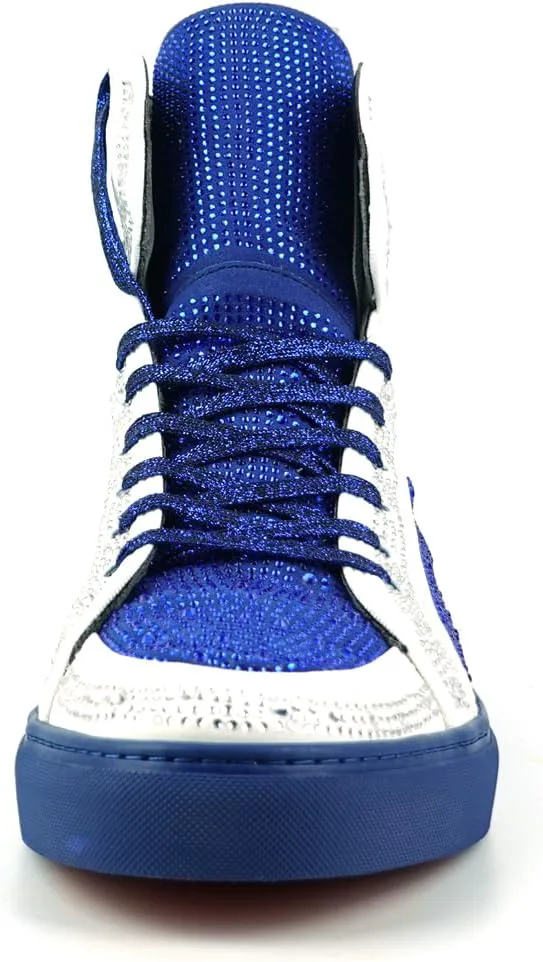 

Кроссовки на высокой подошве FI-2402 с замшевыми вставками и стразами Fiesso by Aurelio Garcia, белый/синий