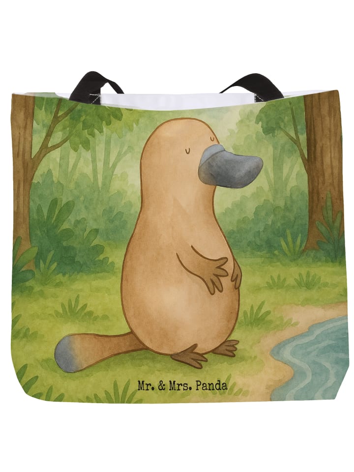 

Mr. & Mrs. Panda Сумка для покупок с изображением утконоса и надписью «Смелость», без слогана, белого цвета