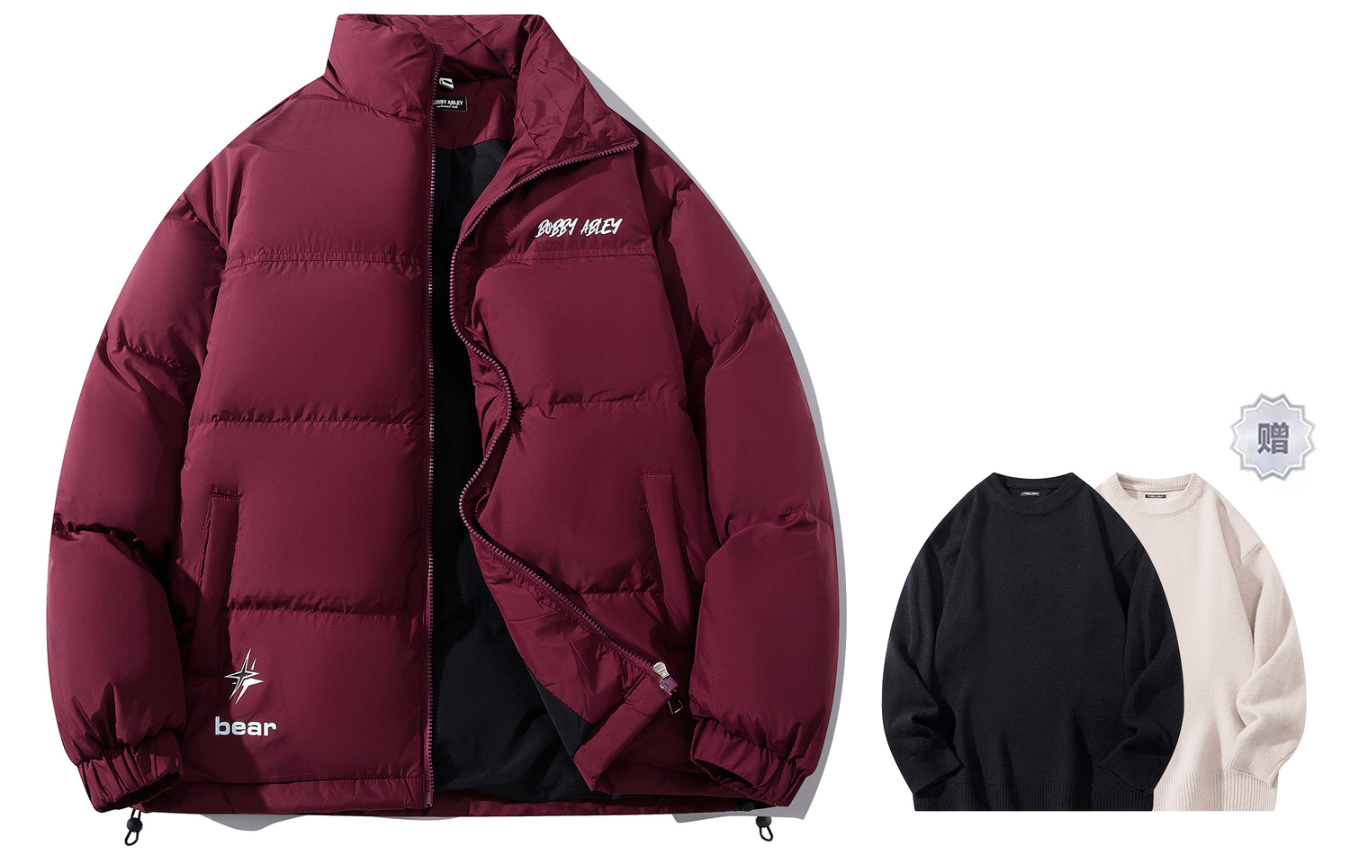 

BOBBY ABLEY Унисекс пуховик, Burgundy (Comes with Sweater)