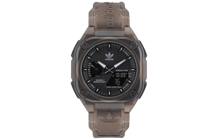 

Adidas Originals Часы Street Series Wrist Watch Quartz Movement Resin Strap Black Dial Men's Watch, Black Dial