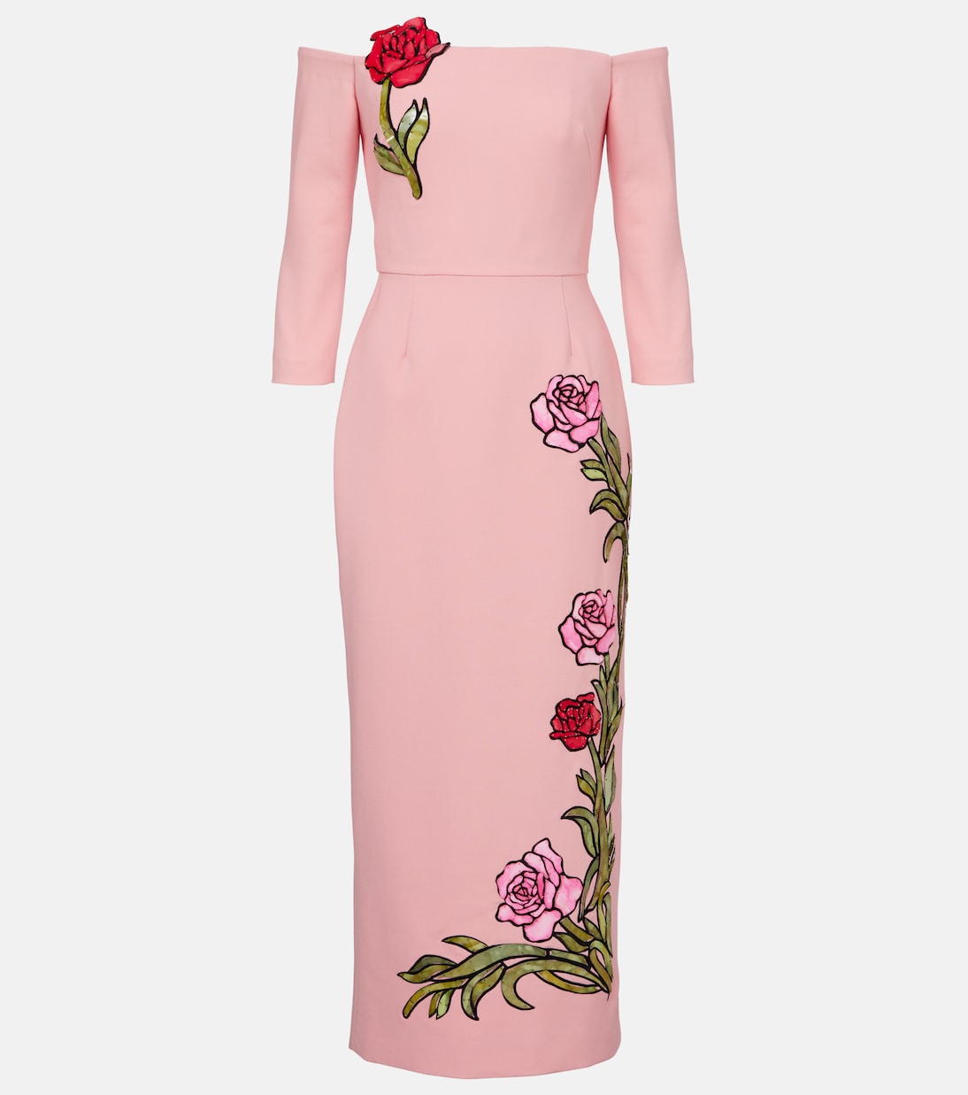 

Вышитое платье из смесовой шерсти Oscar de la Renta, Tea Rose