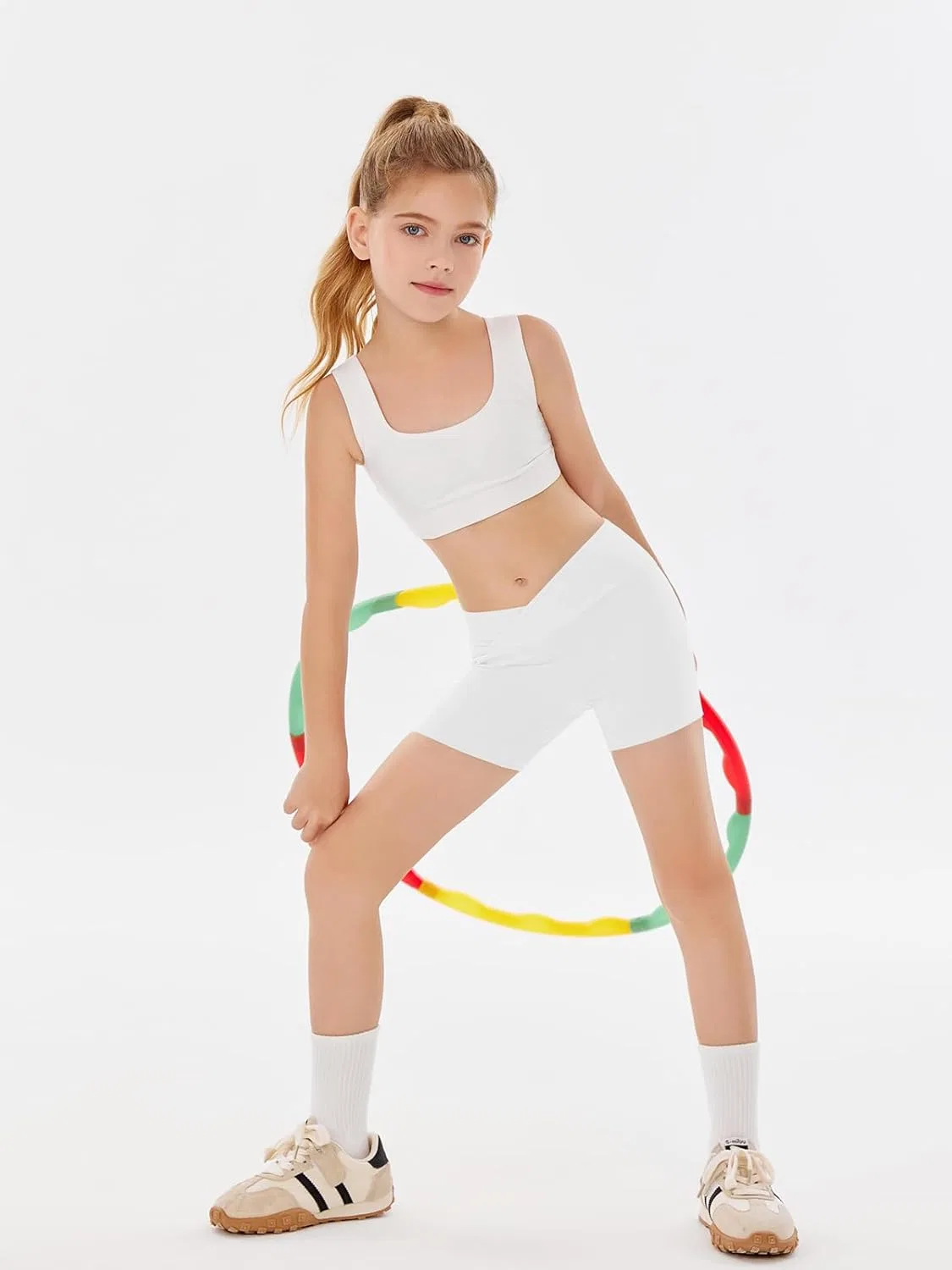 Шорты для девочек Slim Tummy Control V Cross Waist Haloumoning белые — фото 4