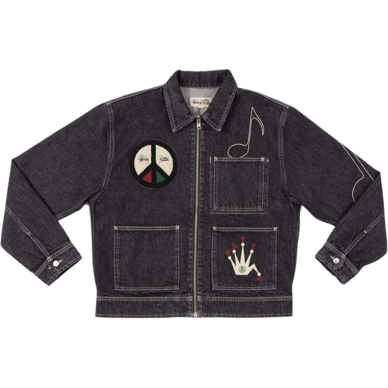 

Джинсовая куртка Patta Cobranded Edition, унисекс, черная Stussy, черный