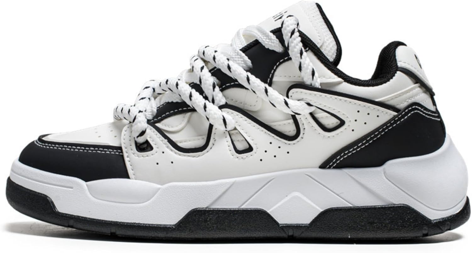 

Мужские модные кроссовки из дышащей кожи с шнуровкой, повседневные, противоскользящие, с круглым носком, на платформе, для вождения, прогулок и тенниса Netehadi, белый/черный