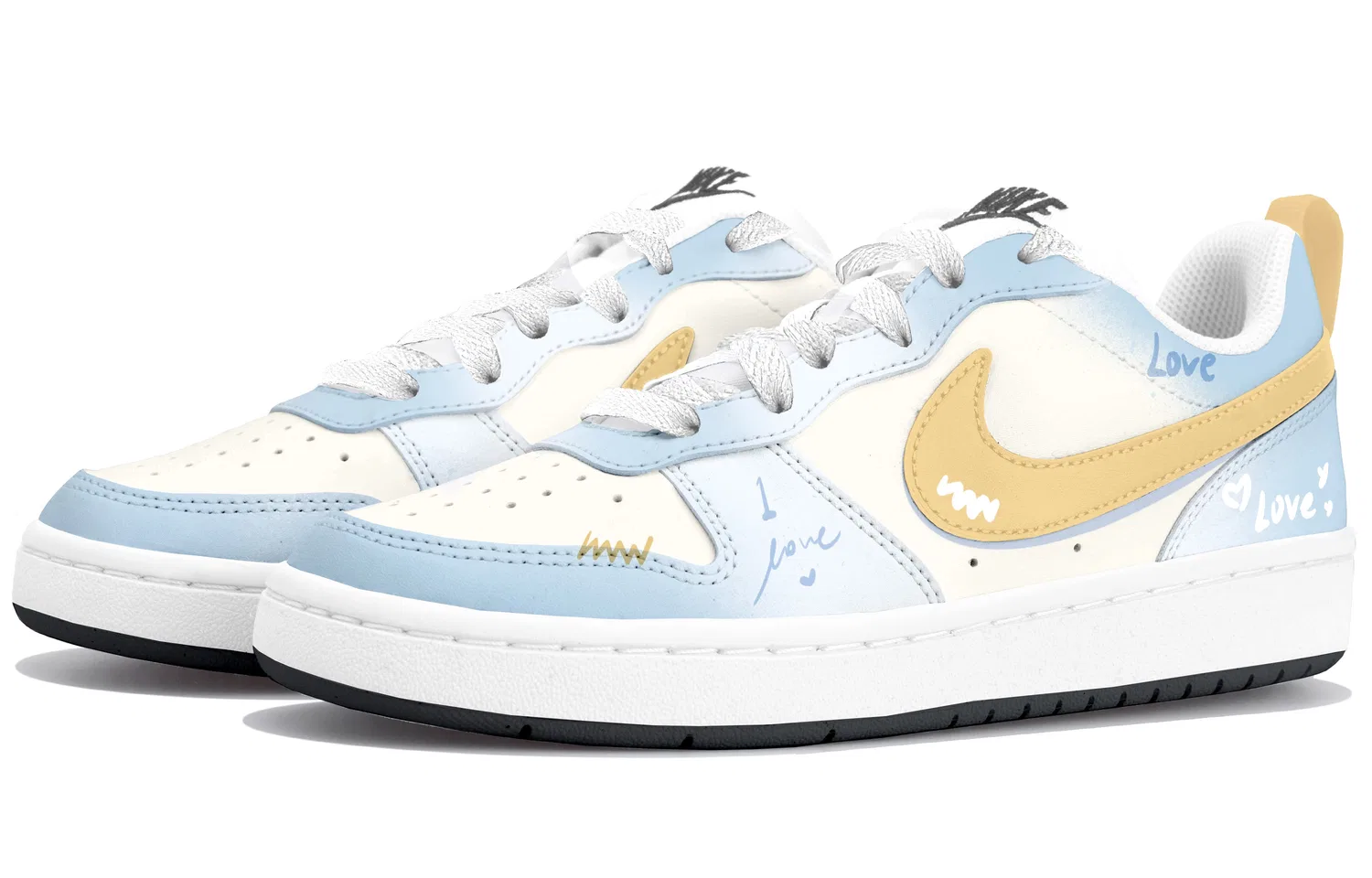 Кроссовки для скейтбординга Nike Court Borough Maris Custard Low Top синие — фото 4