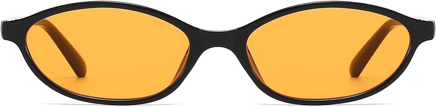 

Солнцезащитные очки LJCZKA в стиле ретро, ​​овальные, «кошачий глаз», для женщин, модные в 90-х, в маленькой оправе, винтажные, с защитой от УФ-излучения UV400, Blackyellow