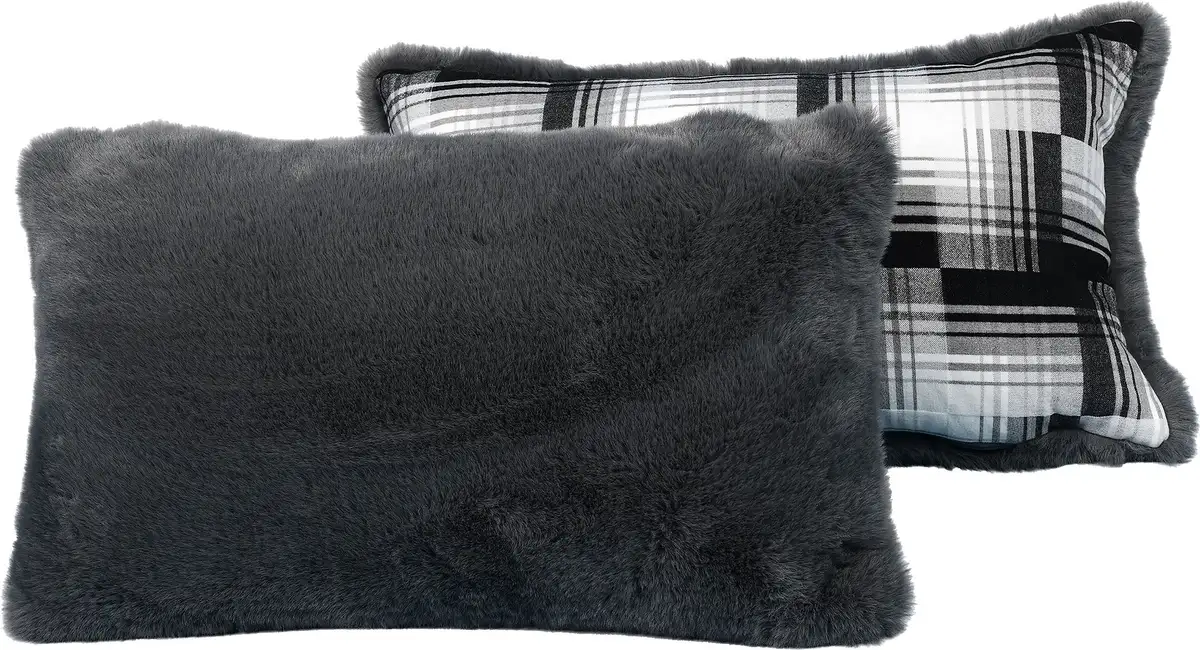 

Меховая подушка Star Home Textil "Амала" с мягким клетчатым узором 30х50 см, цвет anthrazit + Felloptik