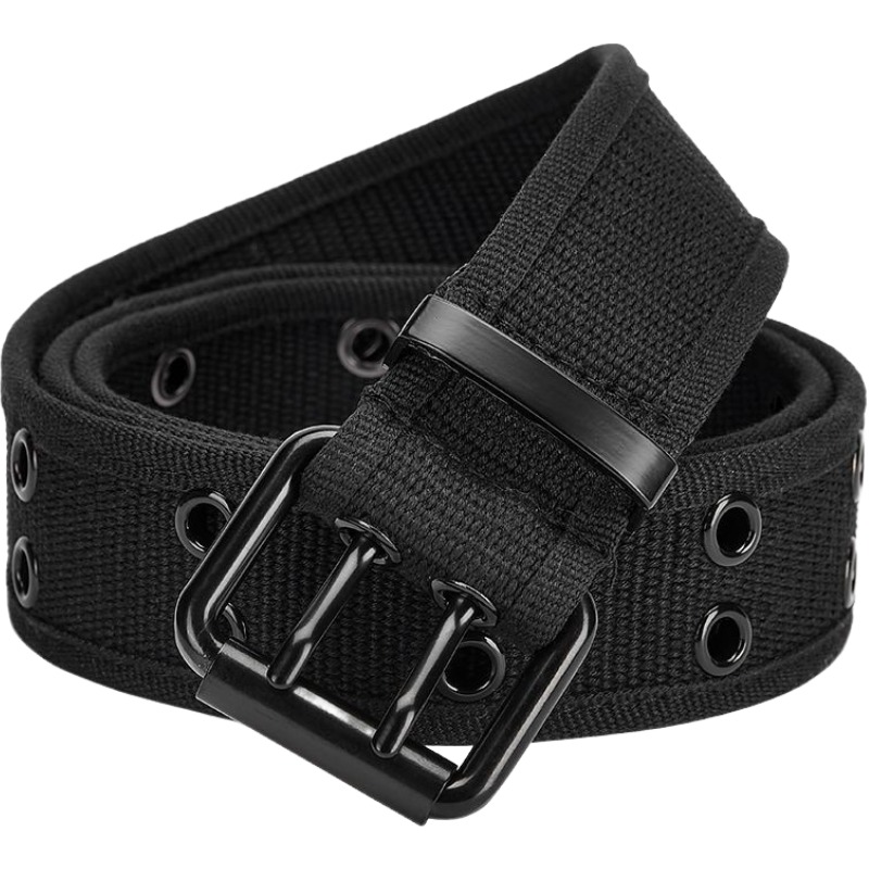 

WARRIOR Тканевый ремень унисекс 3,8 см, Black[Double-Breasted/Multi-Hole Design]