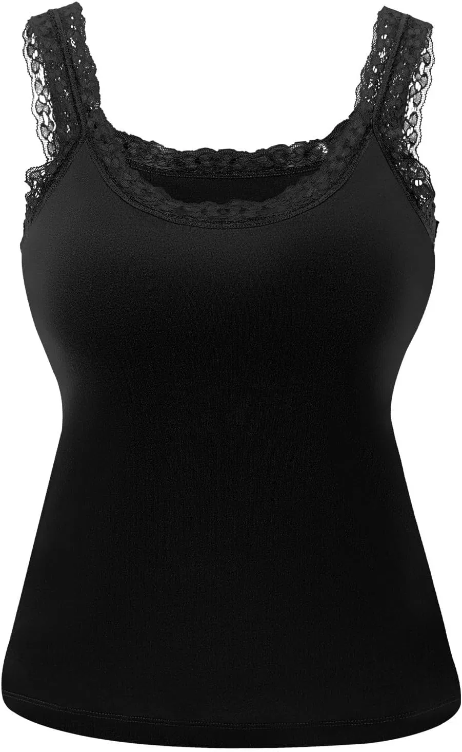 Топ-майка женская с встроенным бюстгальтером, Ribbed, Black