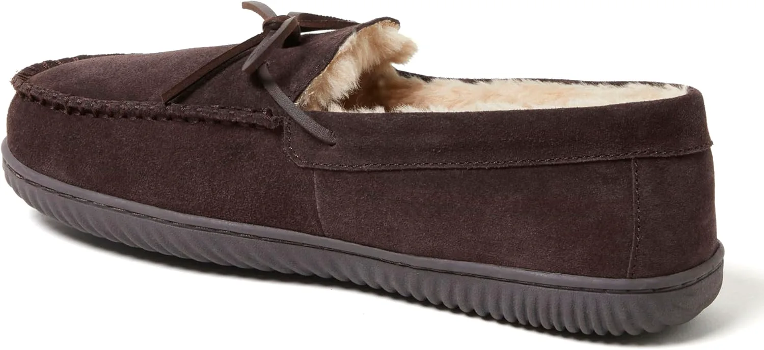 Мужские мокасины Dearfoams Hudson из натуральной замши с мемори-пенной стелькой и шнурками — фото 2