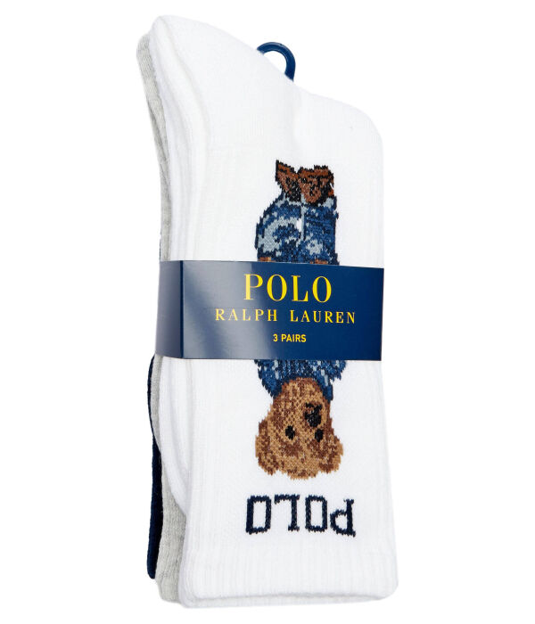Носки женские Polo Ralph Lauren с рисунком 3 пары, белый/синий — фото 2