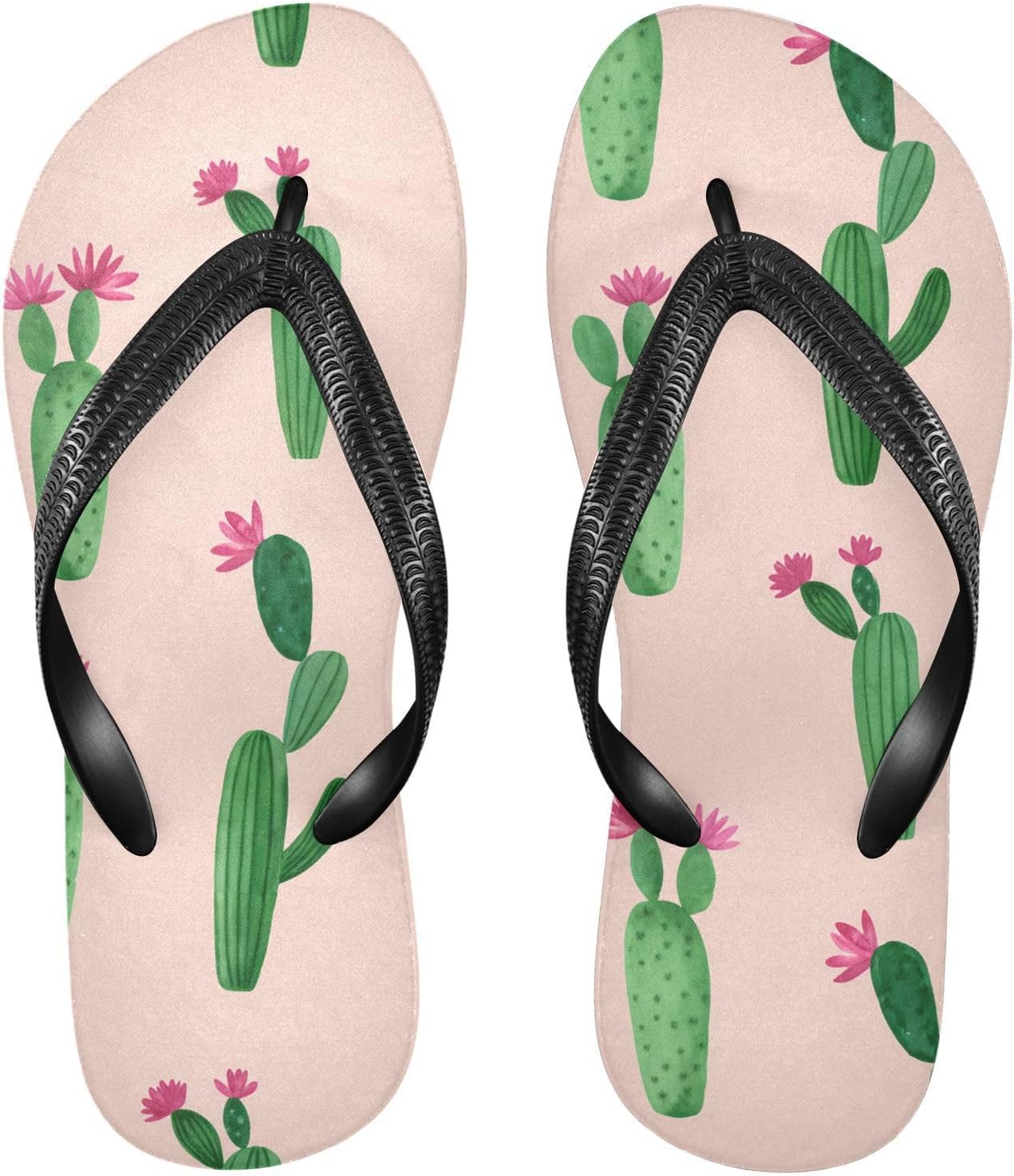 

Шлепанцы с цветущим кактусом, розовые, для пляжа, душа, резиновые нескользящие летние тапочки для ходьбы, обувь для мужчин и женщин Sinestour