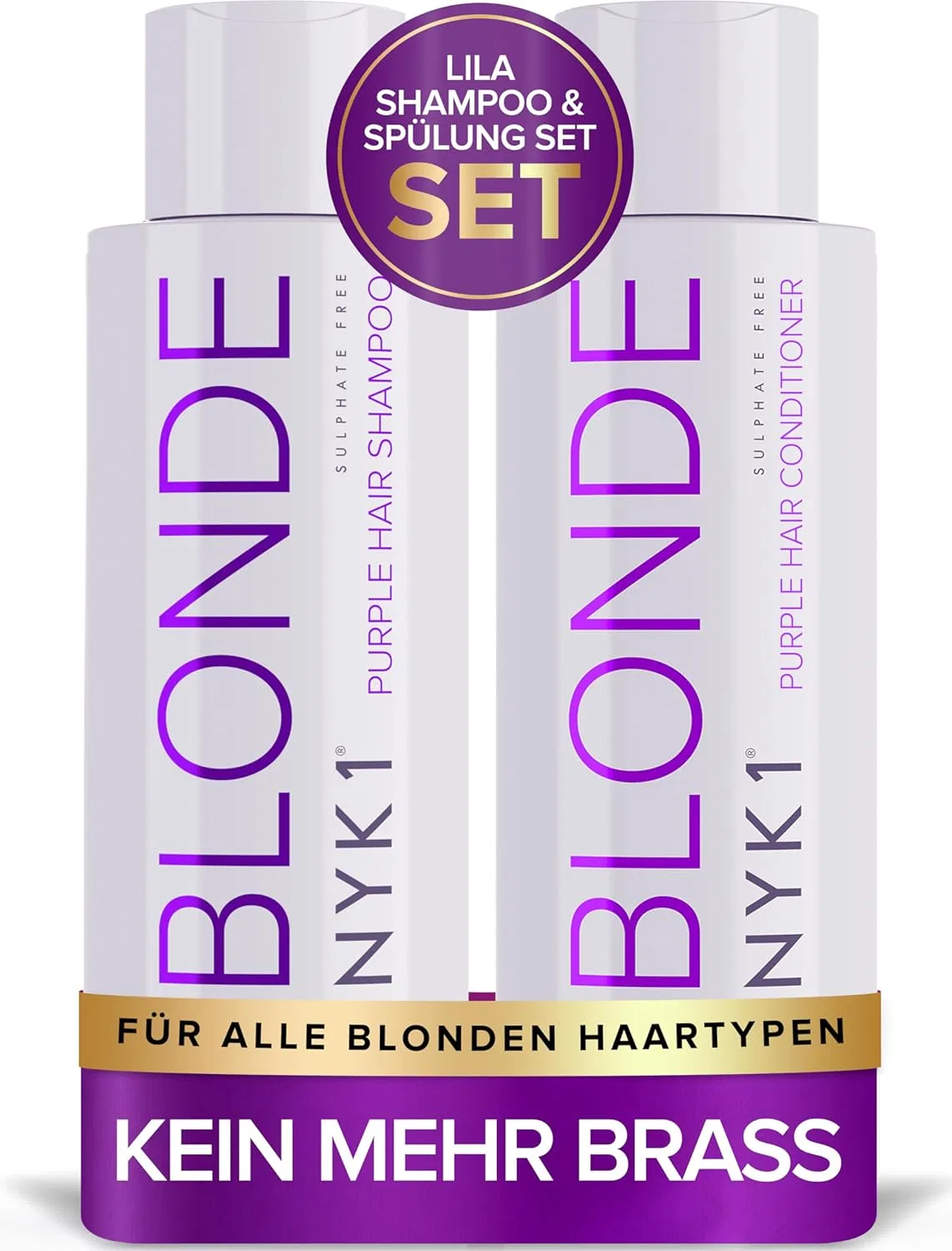 Набор фиолетового шампуня и кондиционера No More Brass Silver Anti-Yellow Tint для светлых волос Nyk1, Purple Shampoo And Conditioner