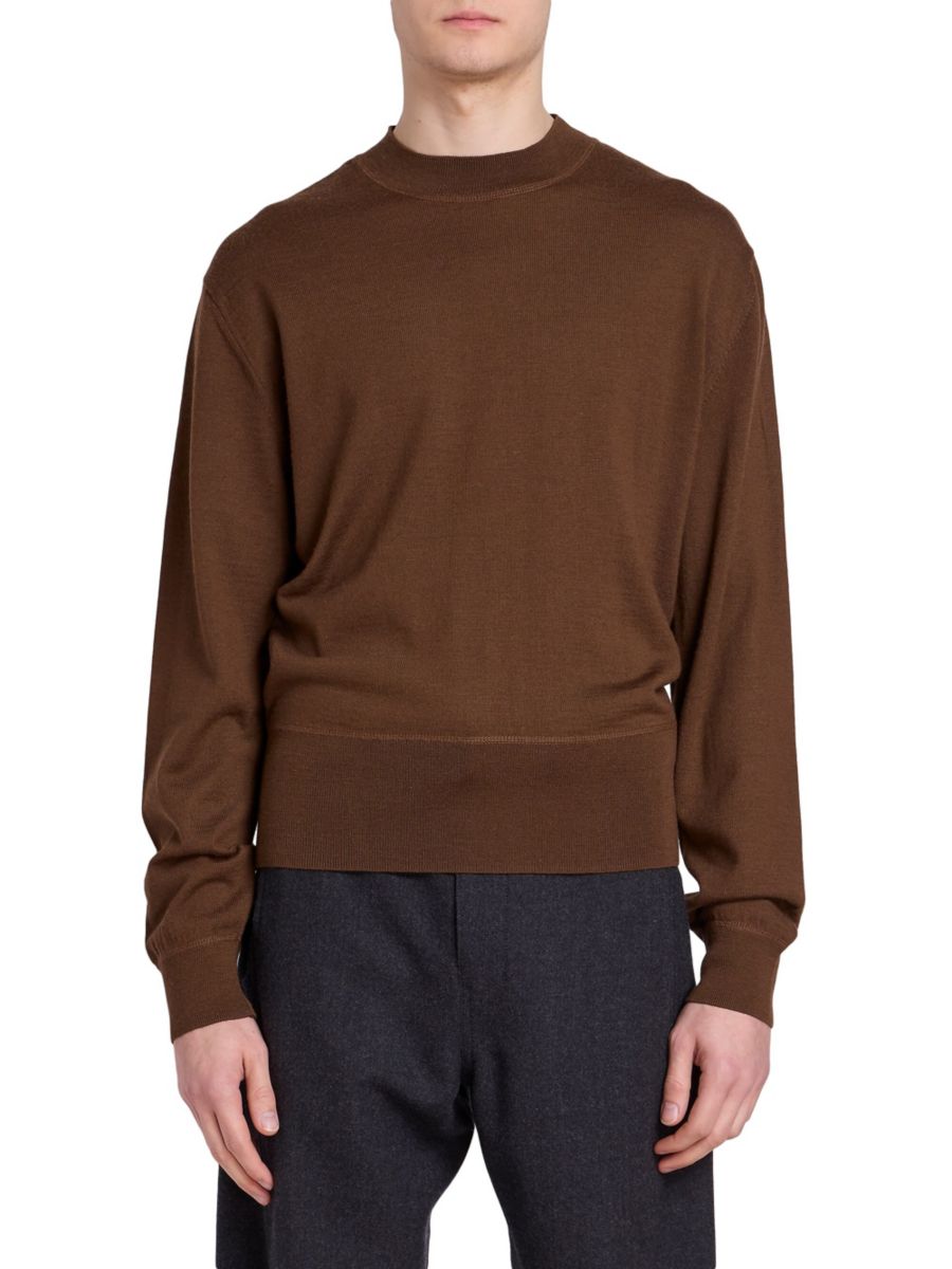 

Свитер с воротником-стойкой из смесовой шерсти Lemaire, цвет Hazelnut Brown
