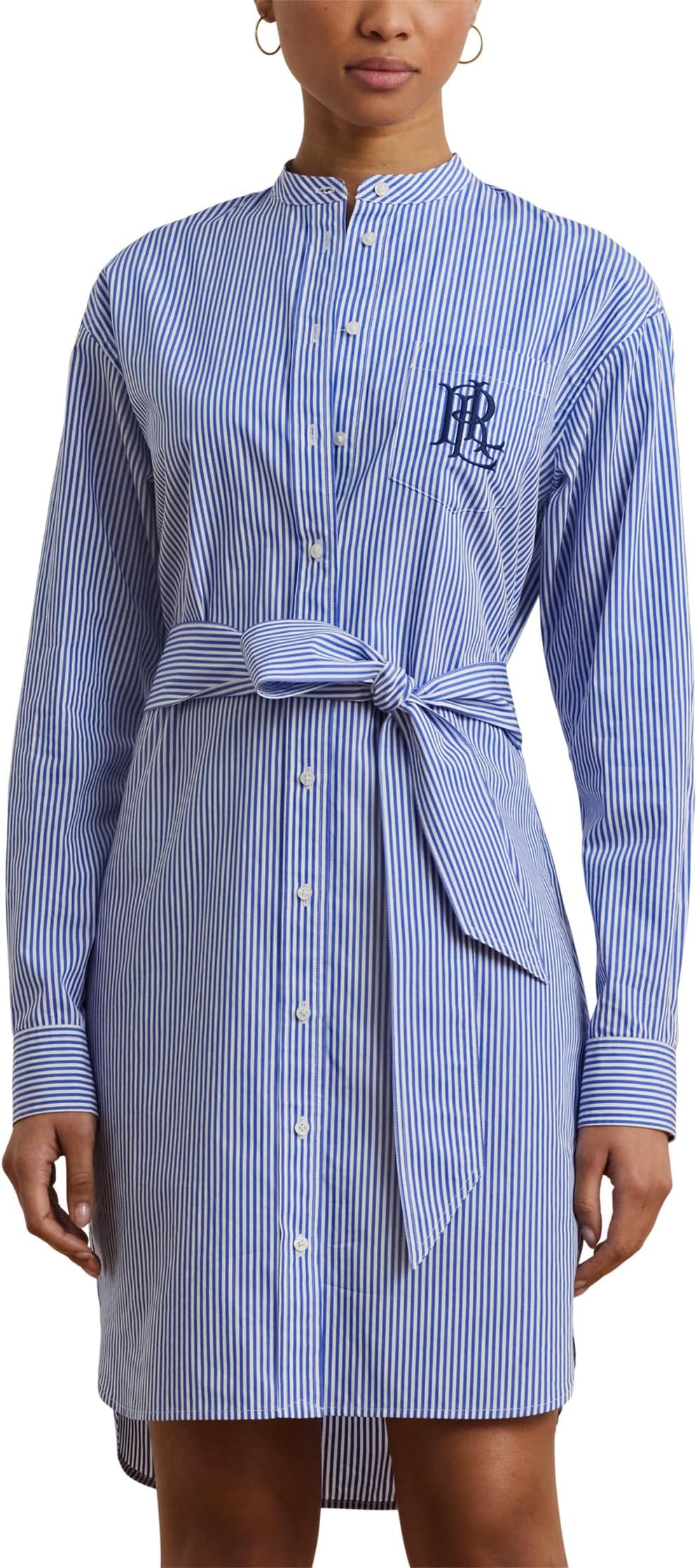 

Платье Lauren Ralph Lauren Petite Kinley Long Sleeve Day Dress, цвет Blue/White