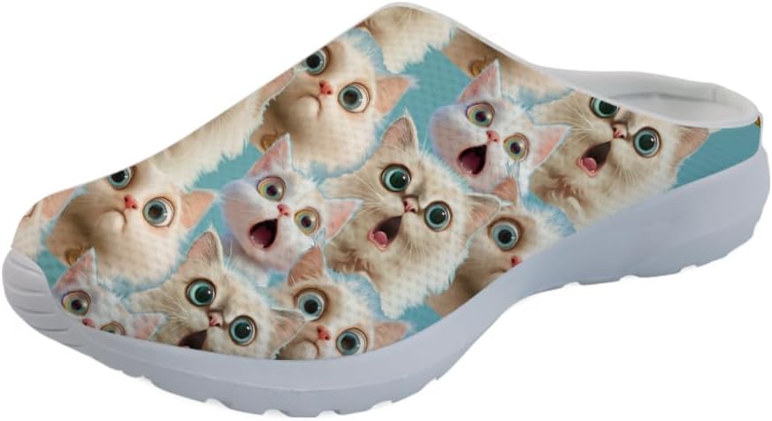 

Кроссовки-мюли Forchrinse Blue Cow для женщин, без задника, с сеткой, на платформе, удобные домашние, и спортивные тапочки, Cat