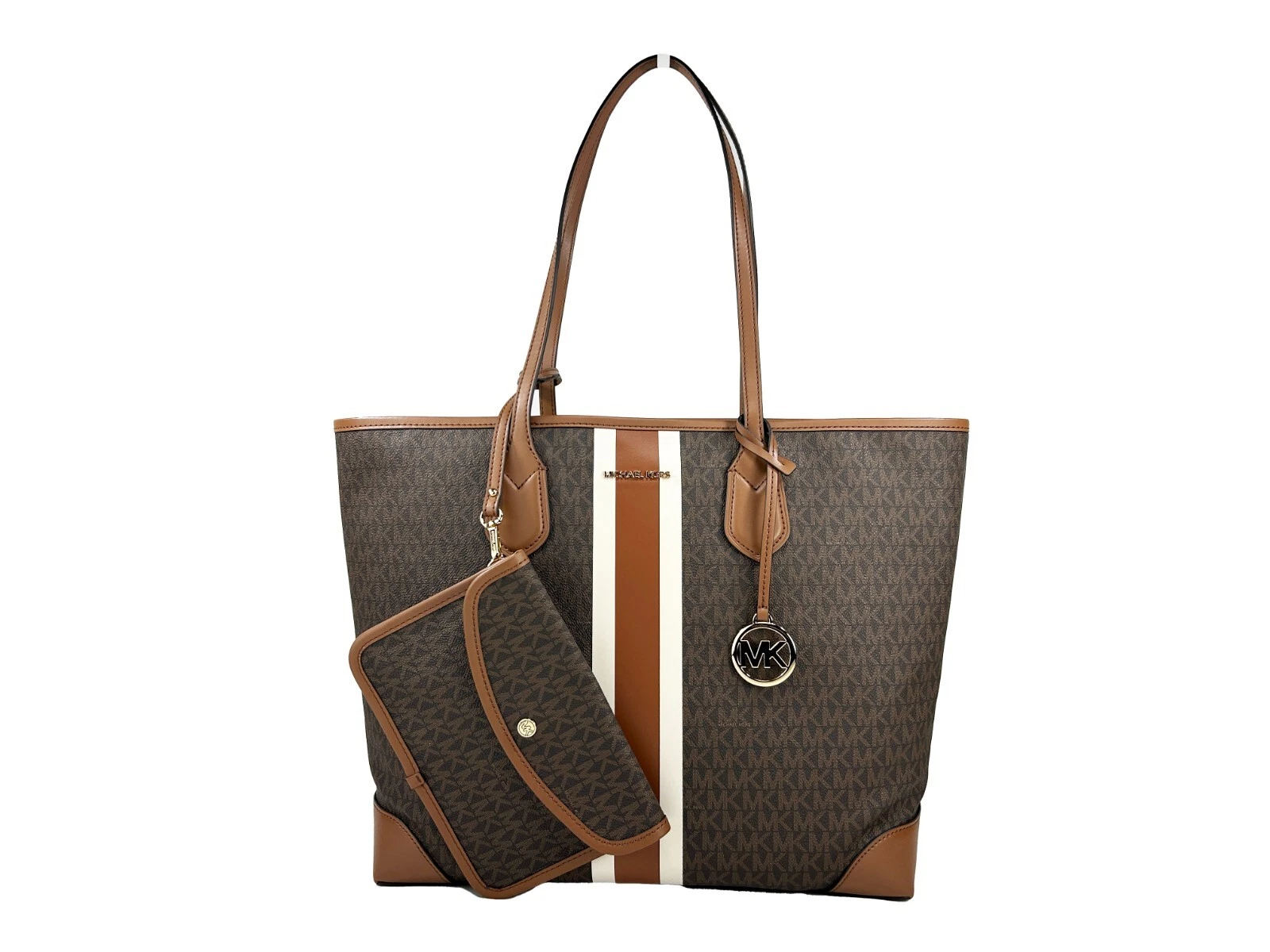 

Большая дорожная сумка-тоут Eva в полоску с чехлом коричневого цвета Michael Kors, коричневый
