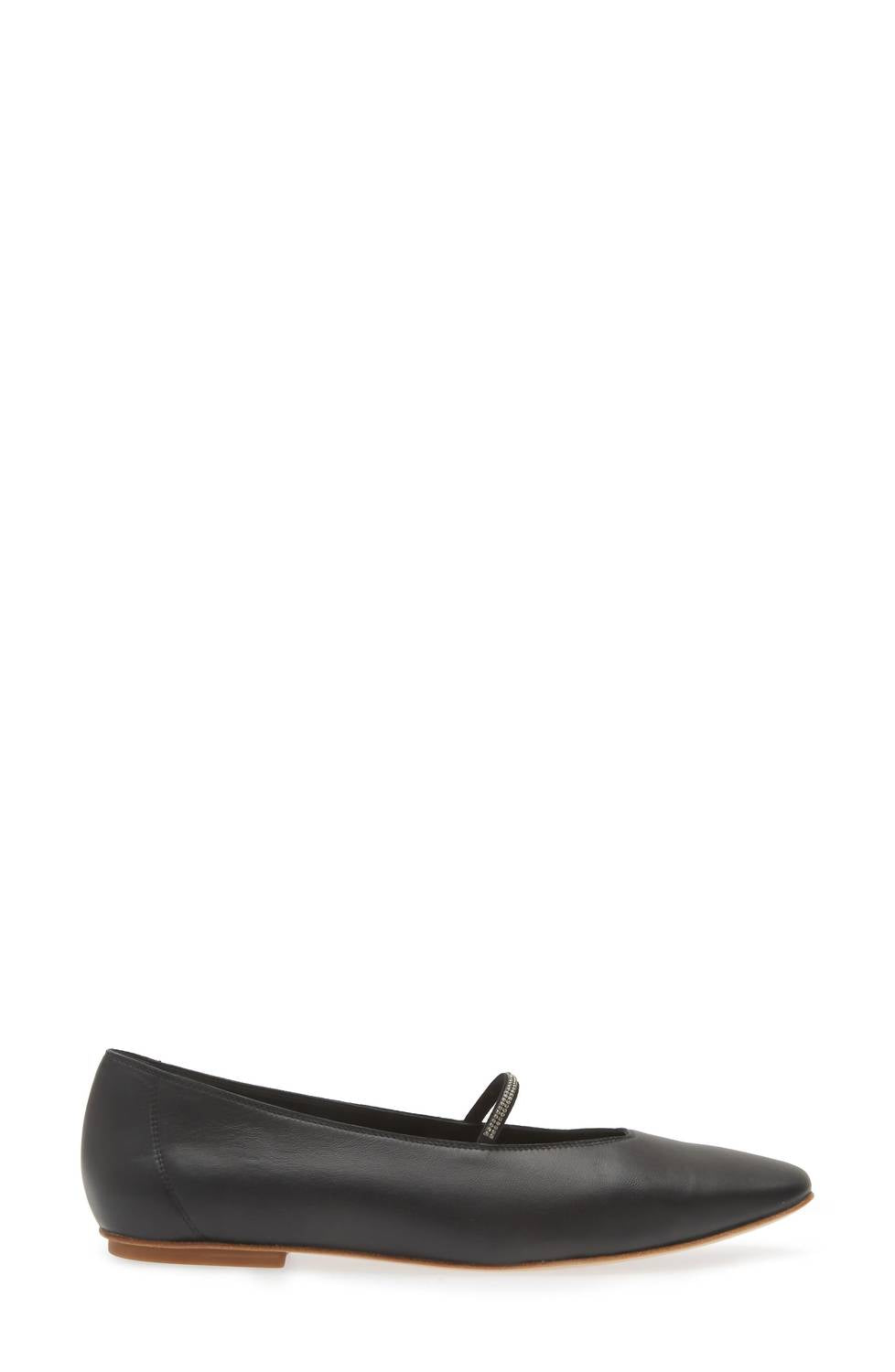 Женские балетки Tila Crystal Strap Leather Flat черного цвета Pedro Garcia