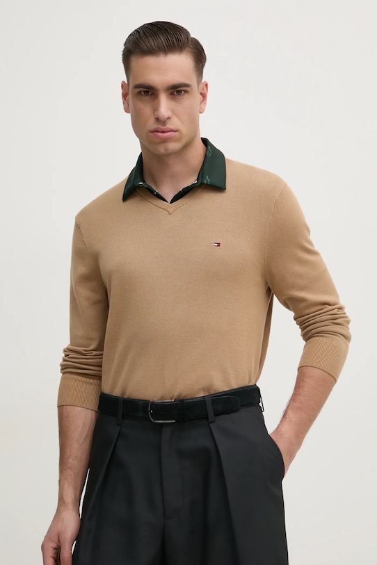 

Хлопковый свитер Tommy Hilfiger, коричневый