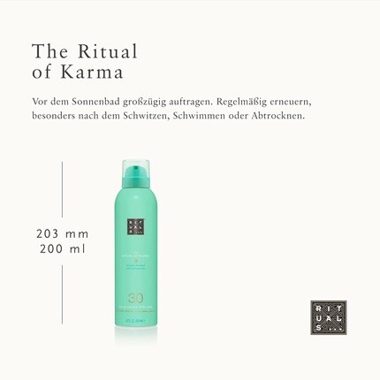 RITUALS Солнцезащитный спрей «Ритуал Кармы» с алоэ вера, священным лотосом, белым чаем и гинкго билоба SPF 30 — натуральные антиоксиданты, защита от ультрафиолетовых лучей A/UVB — фото 3