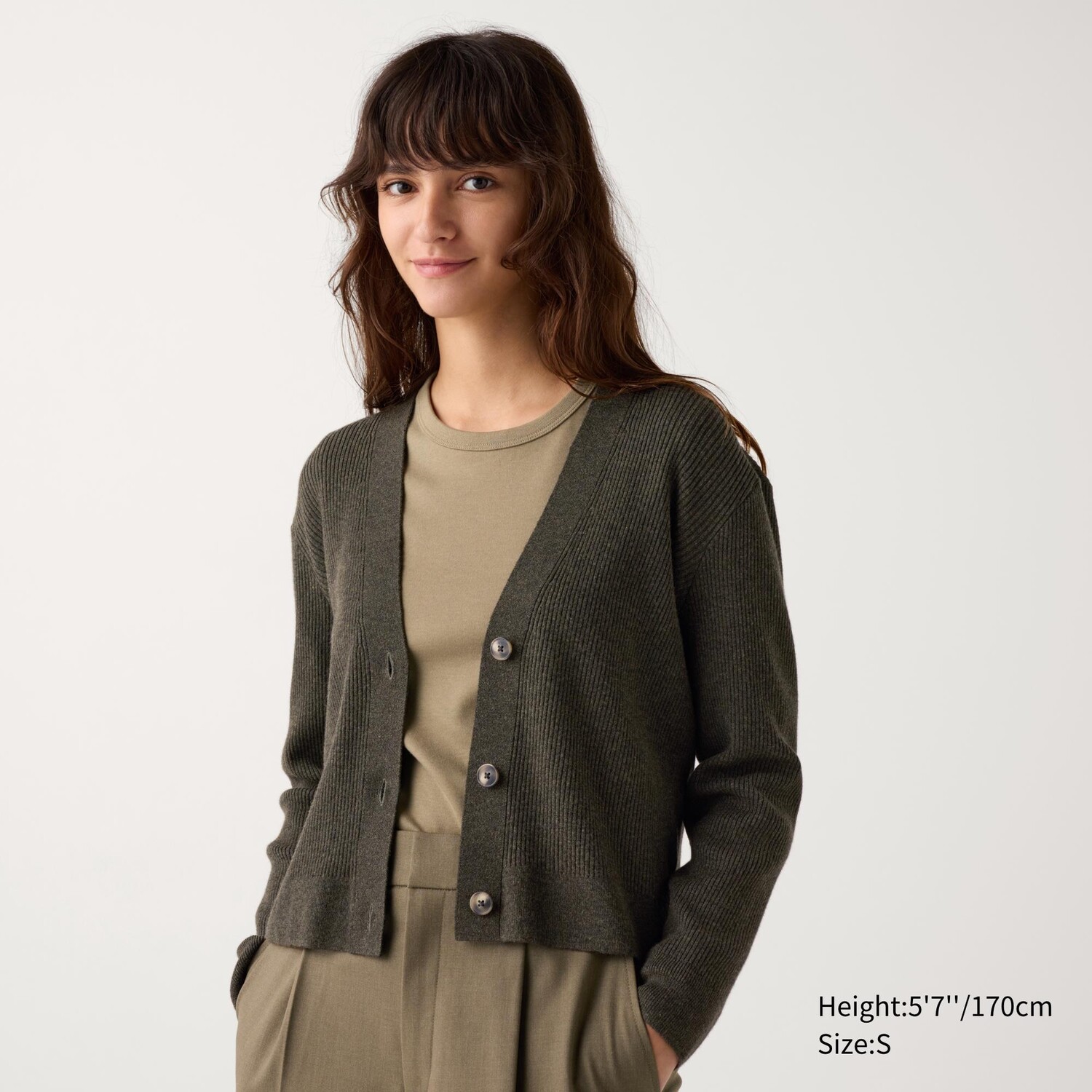 

Кардиган в рубчик UNIQLO, темно-зеленый