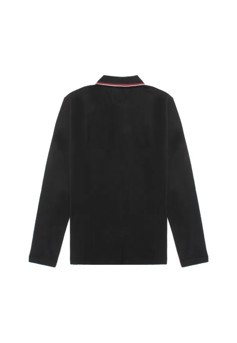 Мужское поло с длинным рукавом, хлопок с эластаном, модель 8N1FB5 1JPTZ 0999 Emporio Armani, черный — фото 2