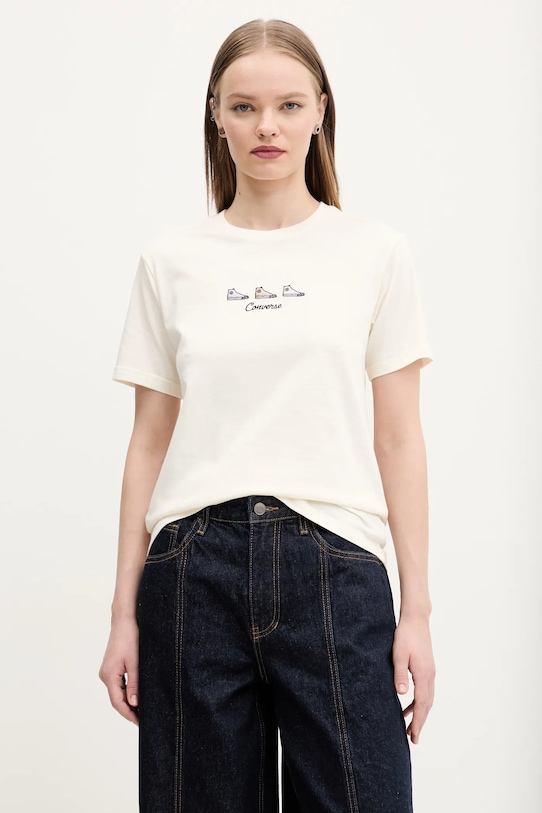 

Хлопковая футболка Converse, бежевый