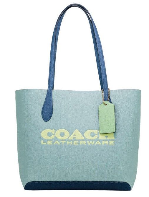 

Сумка-тоут Kia Medium Aqua Multi Colorblock из шагреневой кожи Coach