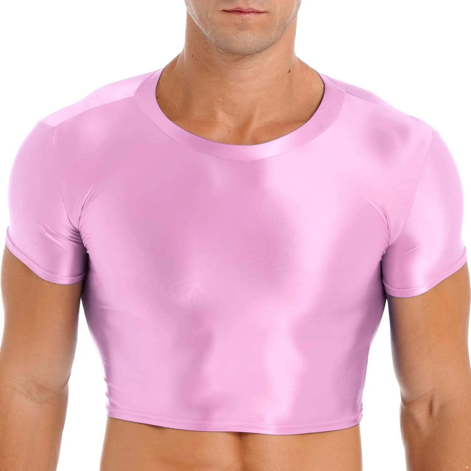 

Мужская глянцевая короткая футболка кроп для спорта winying