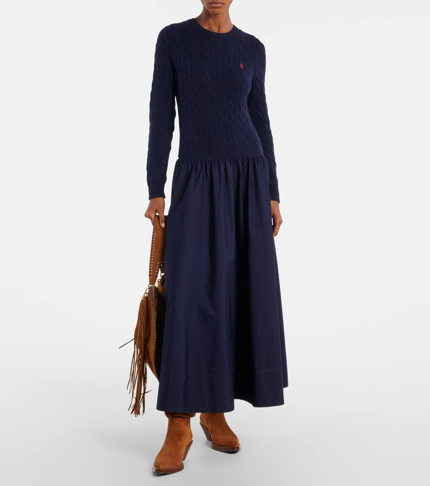 Хлопковое платье макси с добавлением шерсти Polo Ralph Lauren, Hunter Navy — фото 2