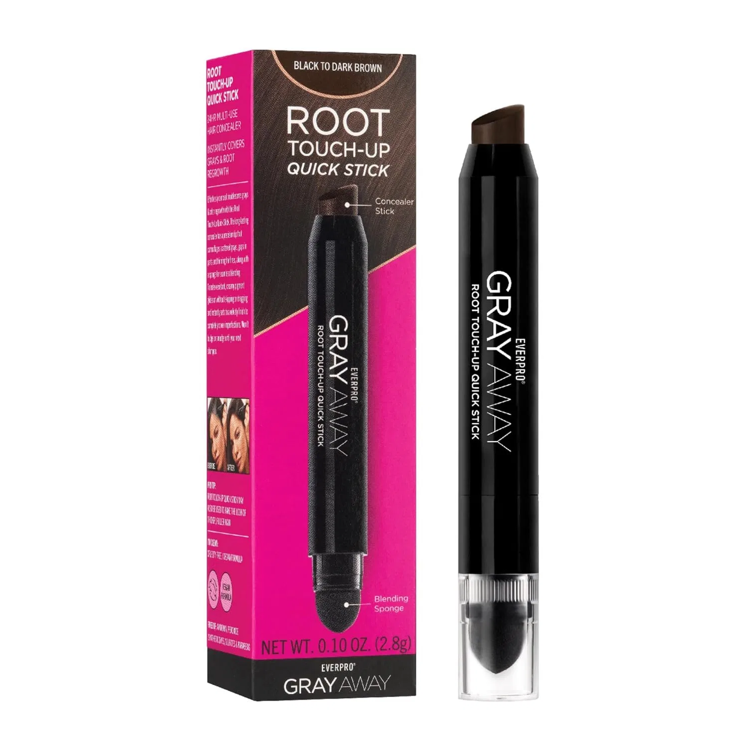 Корректор для корней волос Quick Stick от EVERPRO Gray Away Everpro, Black, Dark Brown