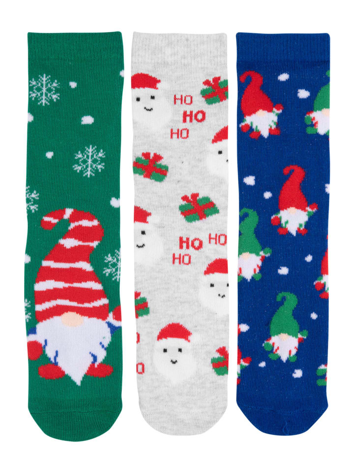 United Labels Набор из 3 носков с изображением эльфа и Санты, рождественские носки, зимние кроссовки, разноцветные — фото 2