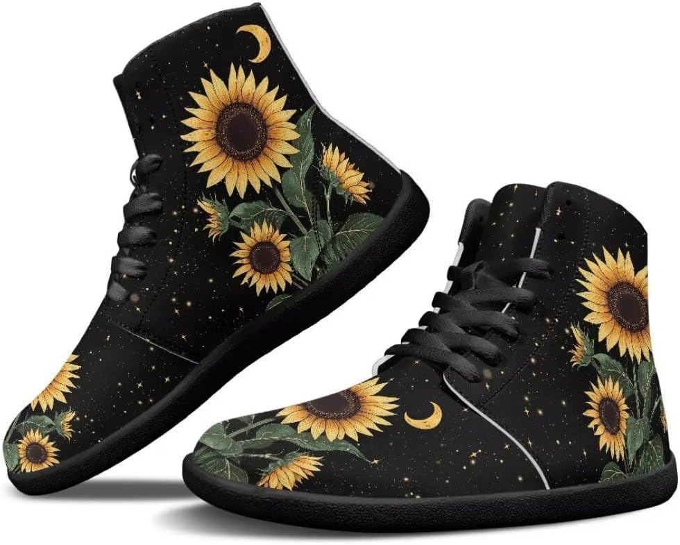 

Высокие мужские кроссовки без каблука, легкие, противоскользящие, для повседневной ходьбы, с нулевым перепадом высоты подошвы Getelinseng, Moon Sunflower