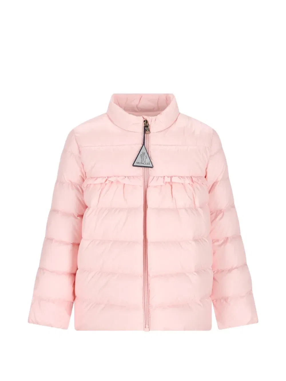 Пальто со стеганой подкладкой и оборками Moncler Enfant, розовый