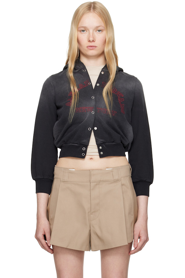 

Кардиган из хлопкового махрового полотна с эффектом усадки Alexanderwang.T, черный