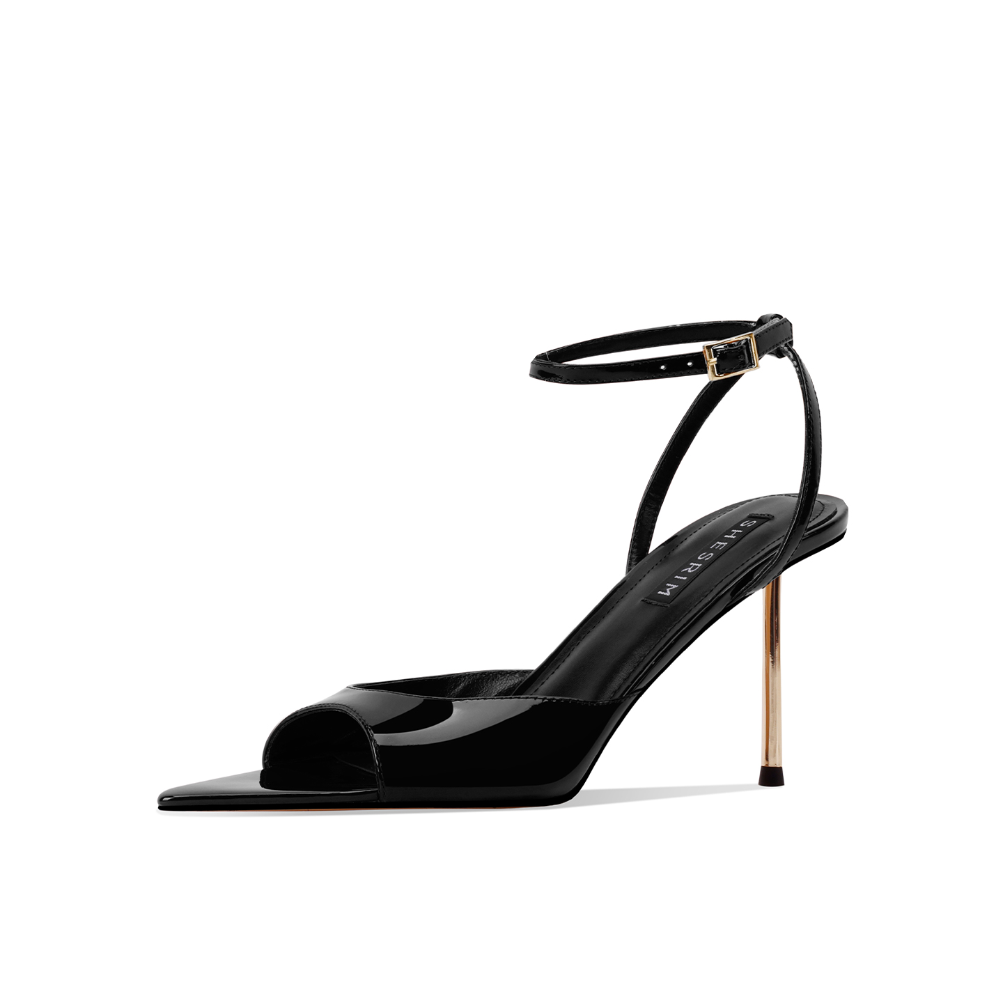 Shesrim Женские сандалии на одной застежке черные высота каблука 7,5 см, цвет Black (7.5CM)