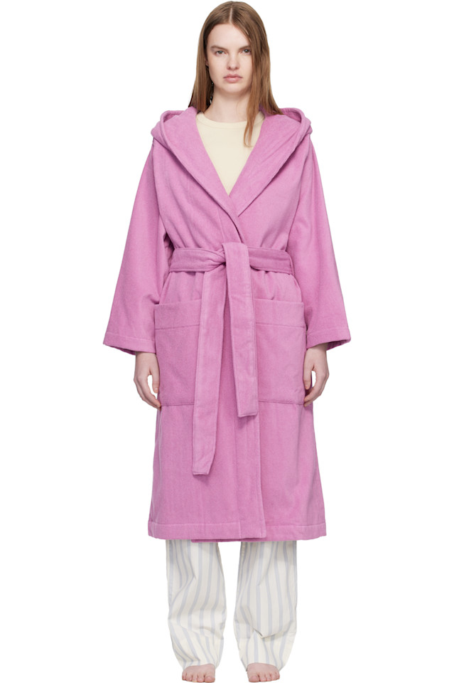 

Tekla Розовый махровый халат с капюшоном