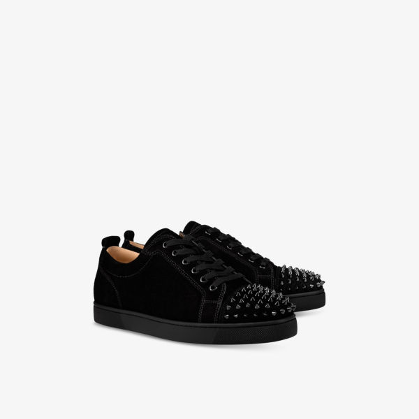 Кроссовки замшевые Christian Louboutin Louis, черный / красный — фото 3