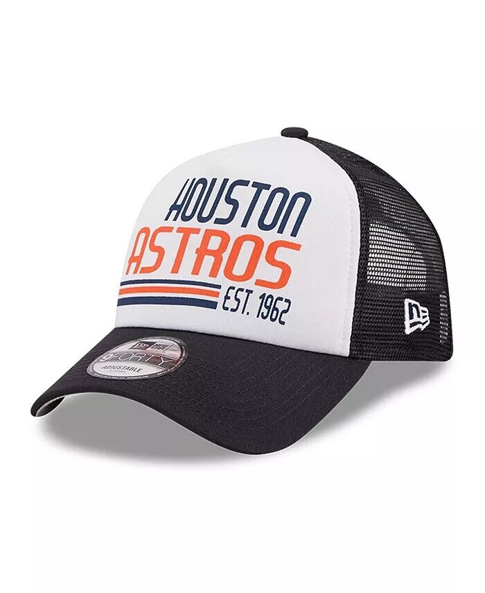 

Мужская белая, темно-синяя регулируемая шляпа Houston Astros Stacked A-Frame Trucker 9FORTY New Era, белый