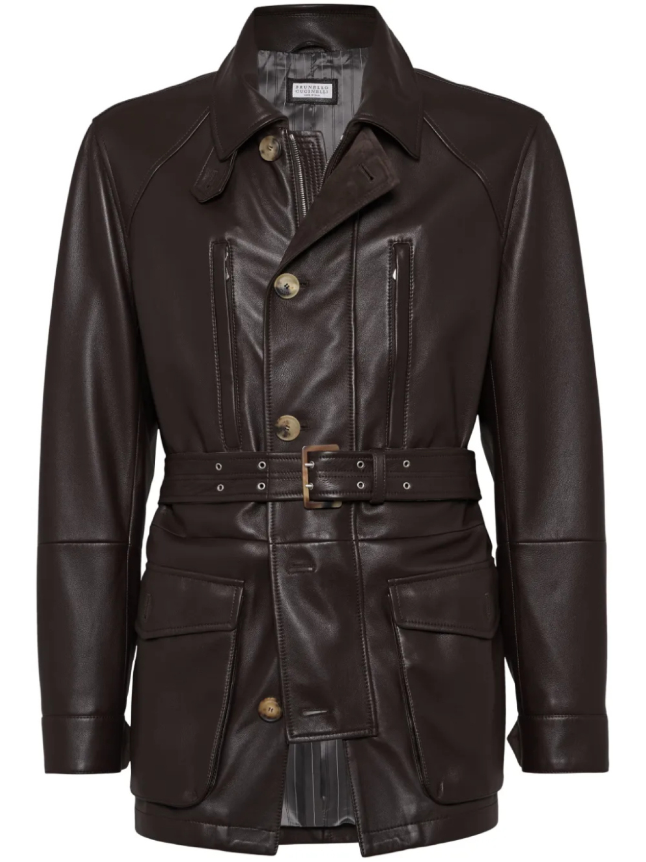 

Brunello Cucinelli кожаная парка, коричневый