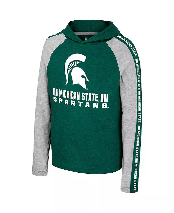Футболка с капюшоном и длинными рукавами Big Boys Green Michigan State Spartans Ned Raglan Colosseum — фото 2