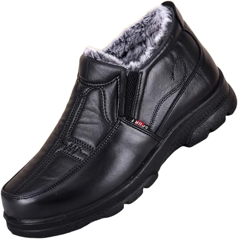 

Мужские зимние походные ботинки HCHCTRY с противоскользящей подошвой - высокие ботинки без шнурков с плюшевой подкладкой, черные, для активного отдыха на свежем воздухе, походов, повседневной носки и прогулок