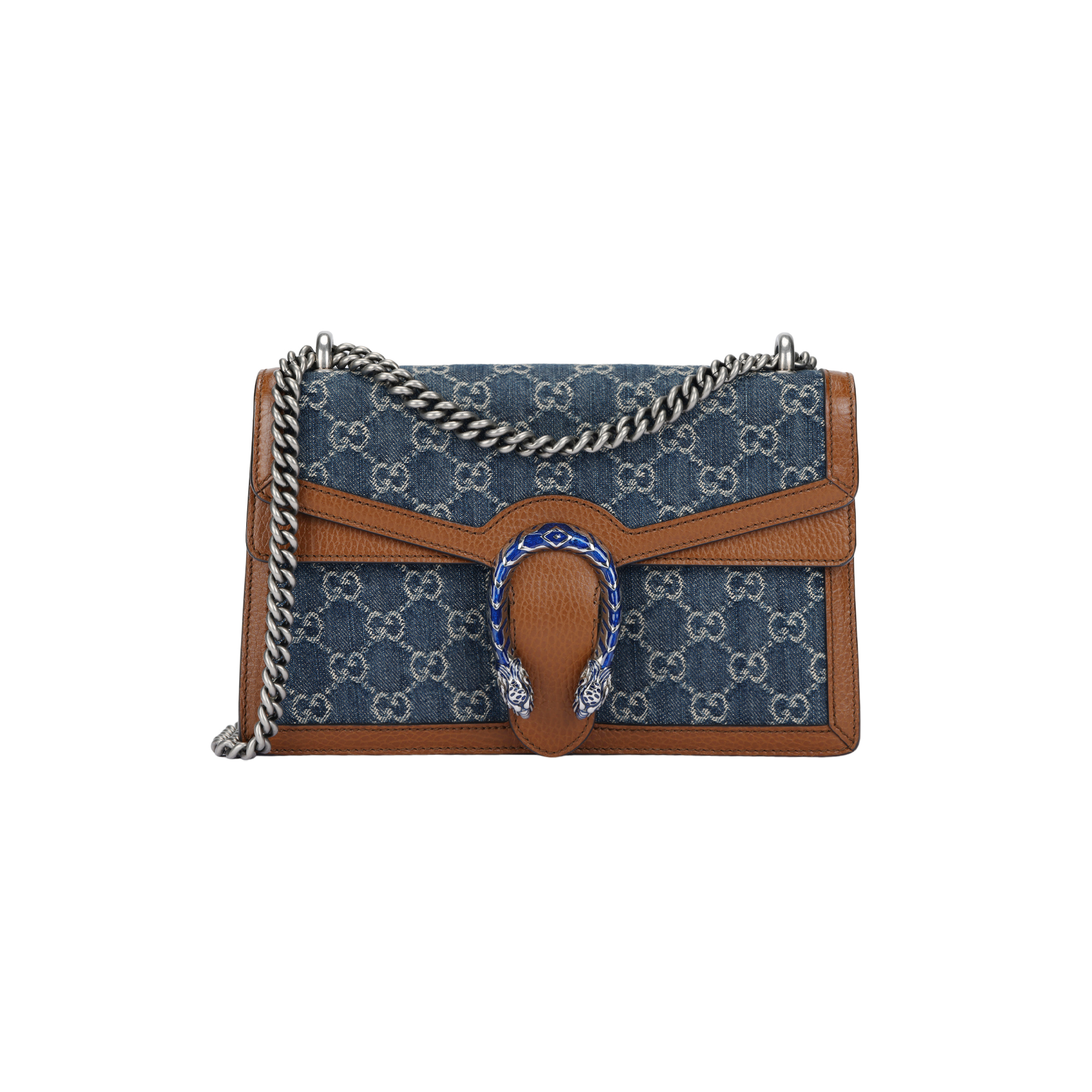 

GUCCI Женская сумка-мессенджер «Dionysus Denim с кожаной сумкой на плечо», цвет: серый, синий, коричневый